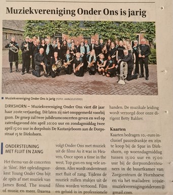 Muziekvereniging Onder Ons is jarig